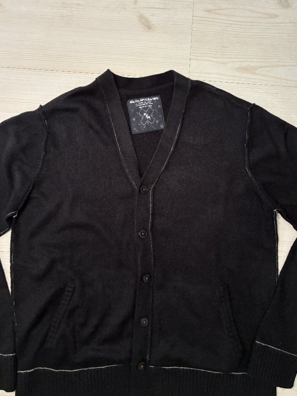 Quiksilver Men's Black Knit Button-Up Cardigan Sweater Style K107606 Size Medium